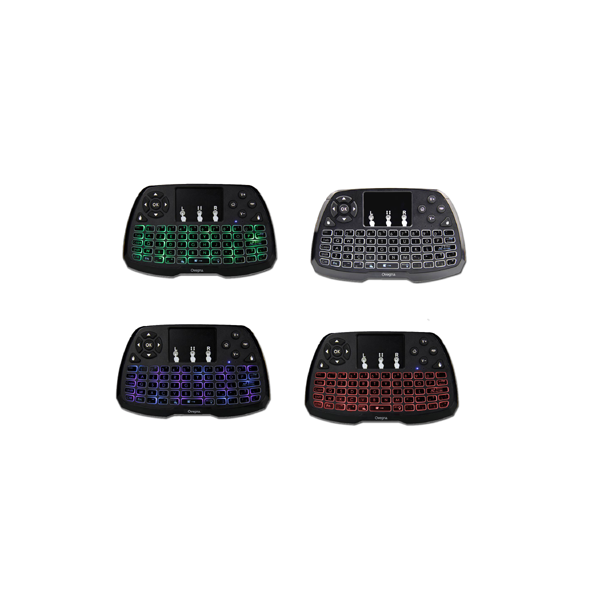 Ovegna A4 Mini Wireless AZERTY Keyboard 2.4 GHz Touchpad Rechargeable Battery Backlit 3 Colours for Smart TV, PC, Mini PC, Mac, Raspberry PI 3/4, Consoles, PC and Android Box